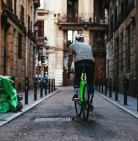 riding e bike on the road