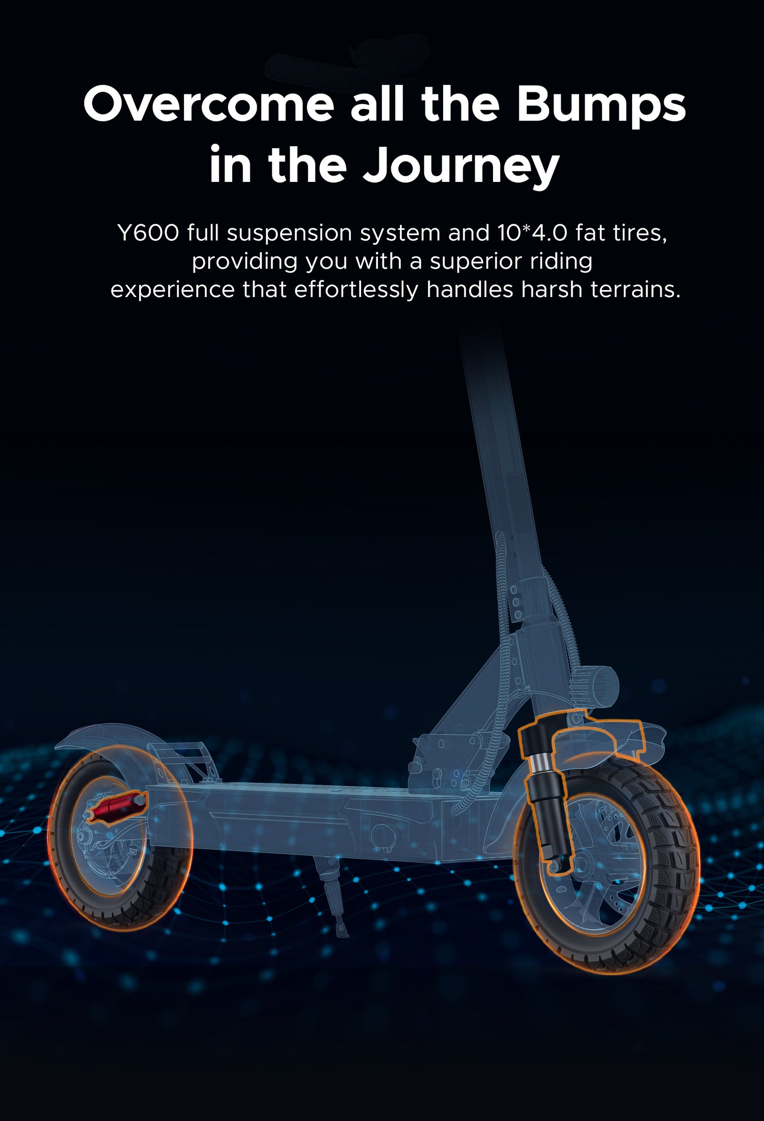 full suspension and fat tires of engwwe y600