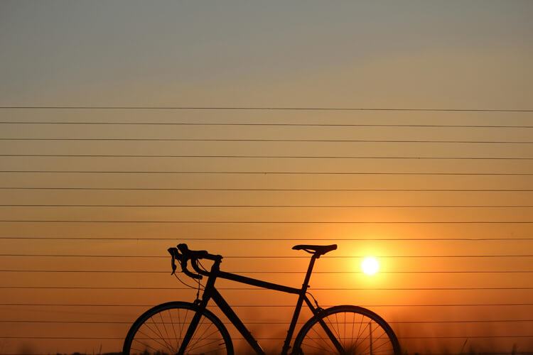 bike and sunset