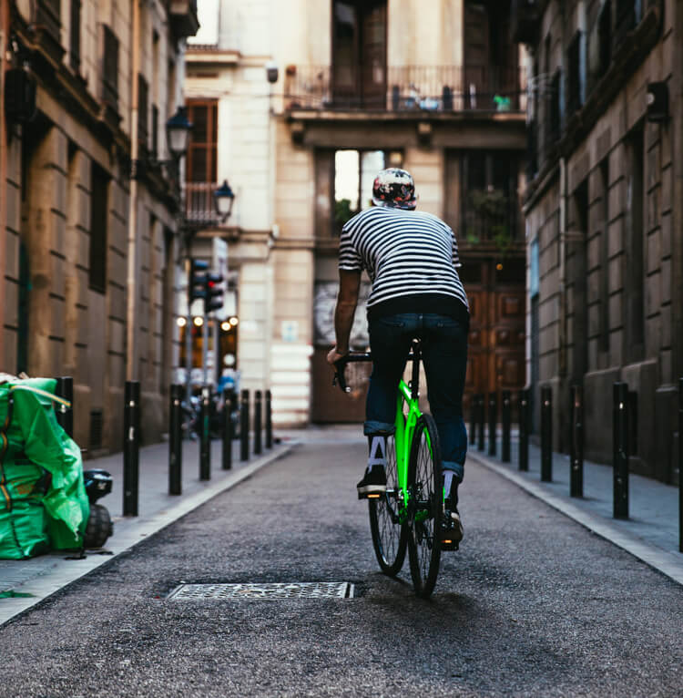 riding e bike on the road 